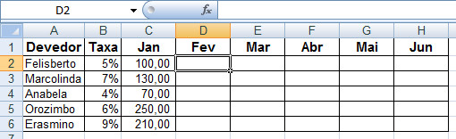 planilha de exemplo para referência mista